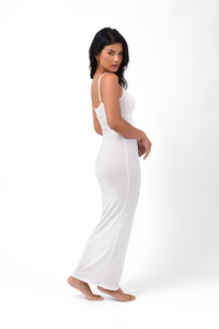 Cloudsoft Cami Long Slip Dress - White - Narvvi